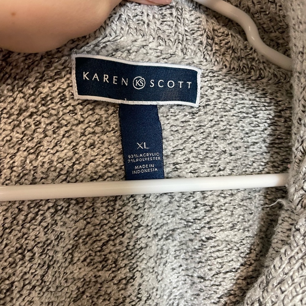 Karen Scott Gray Marled Quarter Zip Pullover Sweater XL Cozy Soft Knit - Picture 3 of 5